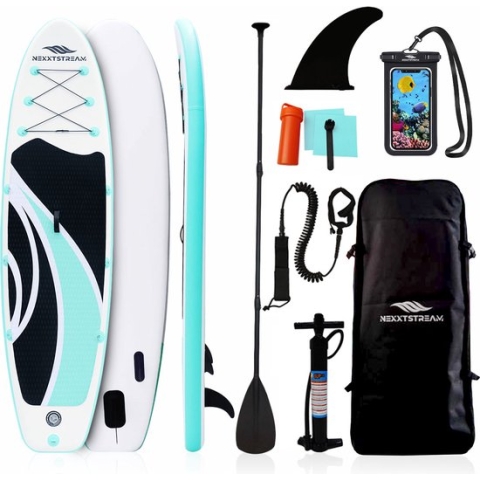 NexxtStream SUP Board - Opblaasbaar Stand Up Paddle Board - Populairste SUP Formaat Europa - 320x81x15CM - Inc Accessoires - Groen