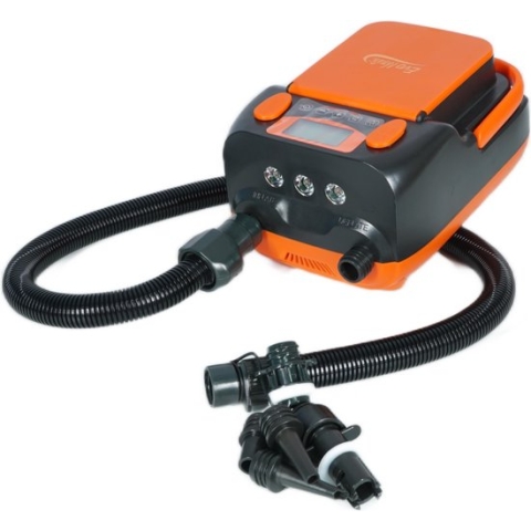 EvoNautic Elektrische SUP Pomp met accu 16 PSI - Overal je SUP opblazen - 12V/22V Oplaadbaar - 6 aansluitingen meegeleverd - Inclusief draagtas