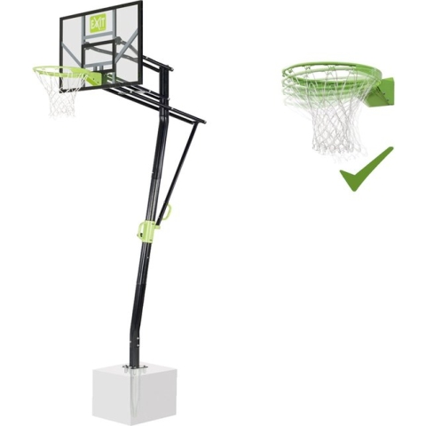 EXIT Galaxy basketbalbord voor grondmontage met dunkring - groen/zwart