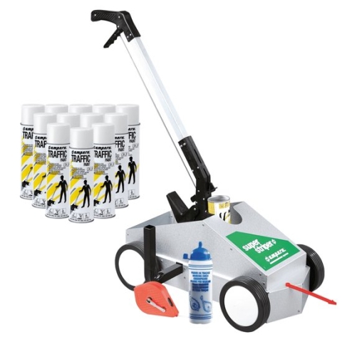 Super Striper lijnentrekker voordeelset, incl. 12 bussen verf 12 bussen witte markeerverf