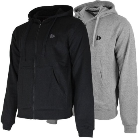 2 Pack Donnay sweater met capuchon - Sporttrui - Heren - Maat M - Zwart&Silver-marl (1013)
