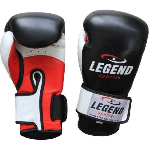 Legend Power Bokshandschoenen Heren?Dames Zwart-Wit-Rood Leer - Verschillende maten - Gemaakt van premium runderleder - Legendary binnenvoering 8 oz