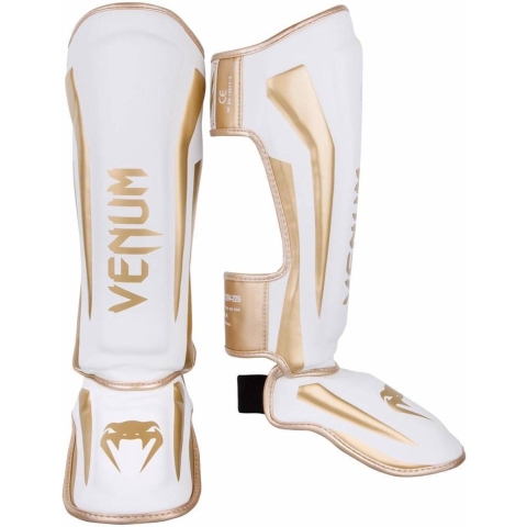 Venum Kickboks Scheenbeschermers Elite Wit Goud maat M