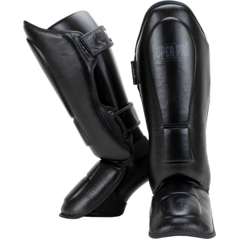 Super Pro Combat Gear Lederen Scheenbeschermer Guardian Grijs Large