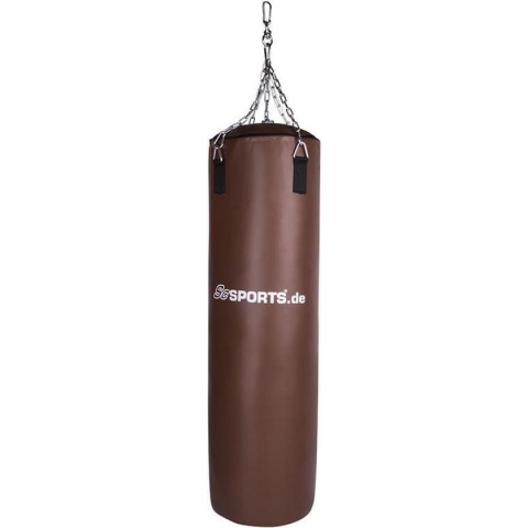 ScSPORTS® Bokszak - 30 KG - 120 x 35 cm - Met 4-punts kettingophanging - Incl. ketting - Bruin