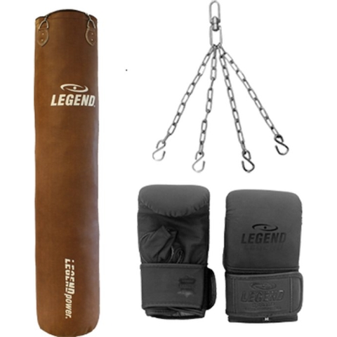 Bokszak Bruin Vintage/Bokszakhandschoenen Leer Set diverse maten  Bokszak 180 CM