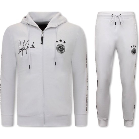 Mannen Trainingspak - Hooded Ribbon - Wit / Zwart