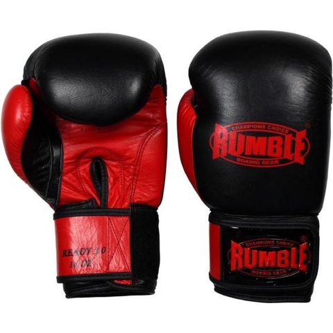 Rumble Ready 2.0 Leer (kick)bokshandschoen Zwart-Rood 18 Oz