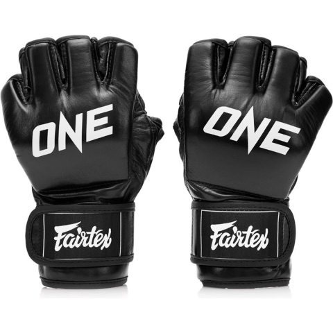 ONE Championship X Fairtex Grappling Handschoenen - Leer - Zwart - maat M