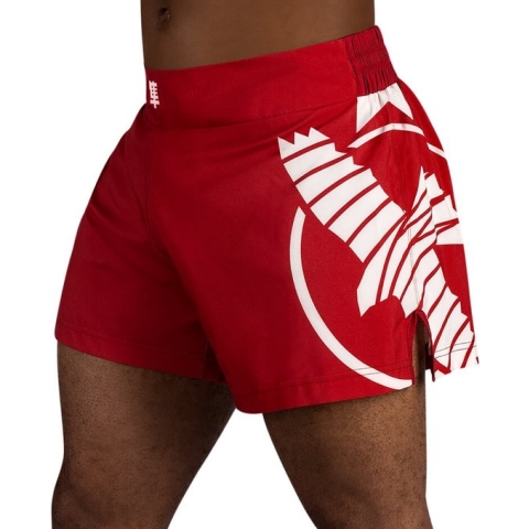 Hayabusa Icon Kickboxing Shorts - rood / wit - maat L