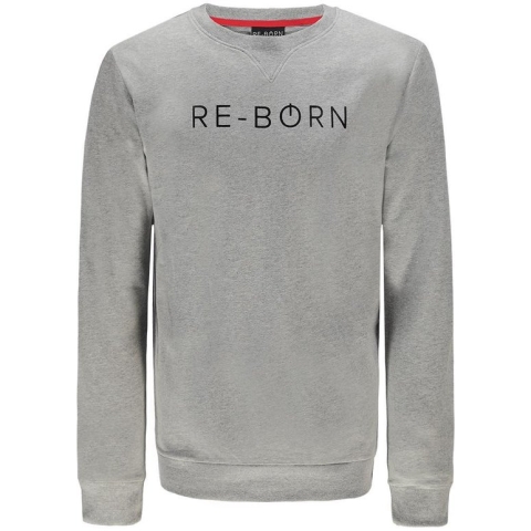 Re-Born Sweater Trui Ronde Hals Lange Mouw Heren - Grijs - Maat S