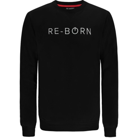 Re-Born Sweater Trui Ronde Hals Lange Mouw Heren - Zwart - Maat L