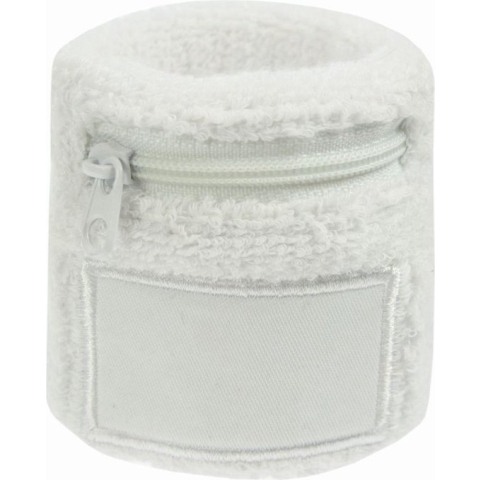 Benza Pols zweetbandjes met opbergvakje en rits - Wit 6 cm - 25 stuks