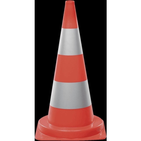 Verzwaarde verkeerskegel voor dag en nacht hoogte 75 cm