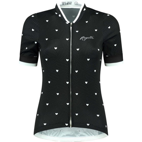 Rogelli Hearts Fietsshirt - Korte Mouwen - Dames - Zwart, Wit - Maat L