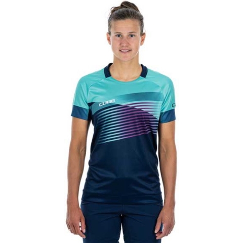 Cube Teamline Enduro-trui Met Korte Mouwen Blauw 2XL Vrouw