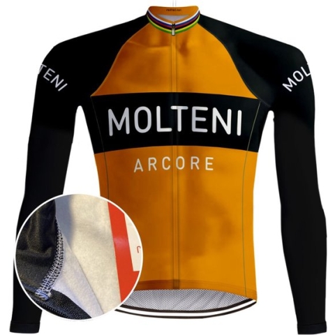 Retro Winter Wielerjack Molteni ( FLEECE) - Oranje REDTED (4XL)