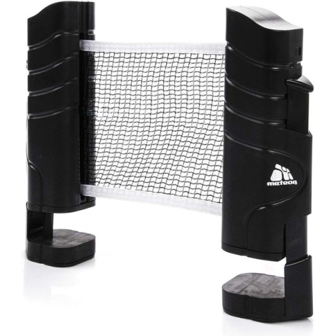 Tafeltennisnet, uittrekbaar, tafeltennisnet, zwart, uittrekbaar met, instelbare lengte, mobiel tafeltennisnet voor elke tafel, 220 (max) x 14,5 cm (tafeltennisnet)