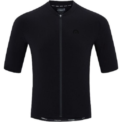 Megmeister Woven Jersey Plain Black - Fietsshirt korte mouwen Zwart Heren-XS