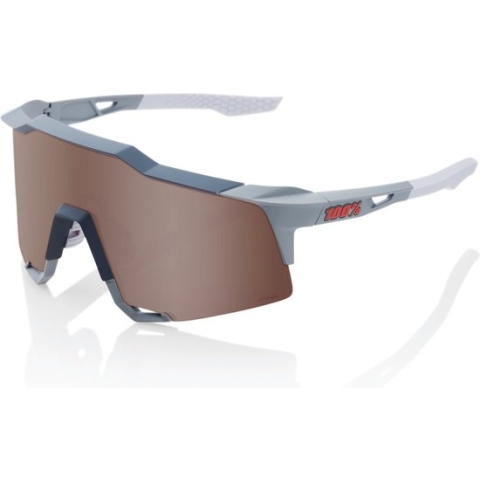 100% Speedcraft - Soft Tact Stone Grey - HiPER Crimson Silver Mirror Lens
