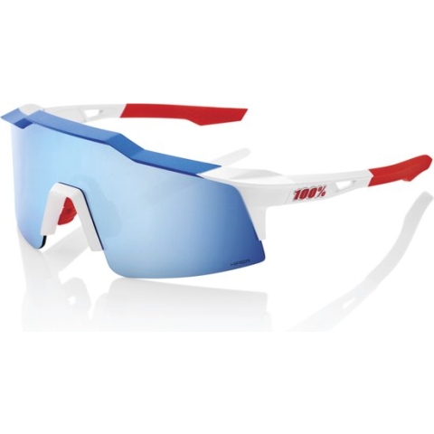 100% Speedcraft SL - TotalEnergies Team Matte White / Metallic Blue - HiPER Blue Multilayer Mirror Lens - WHITE -