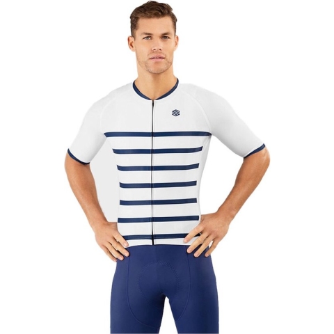 SIROKO M2 Nevada Korte Mouwen Fietsshirt Heren - White / Blue - XS