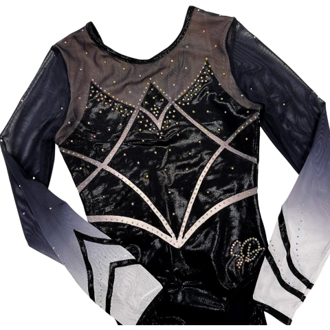 Sparkle&Dream Turnpakje Noa Zwart - ALA | maat XS-S - Gympakje voor Turnen en Gymnastiek - met Lange Mouw