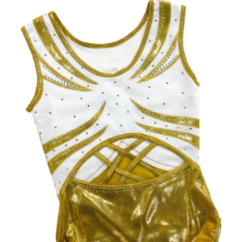 Sparkle&Dream Turnpakje Luna Goud - maat AXS 146/152 - Gympakje voor Turnen, Acro en Gymnastiek