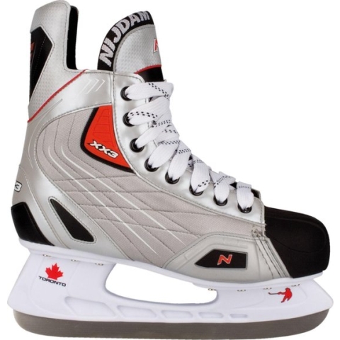Nijdam IJshockeyschaats Polyester - Deluxe - Zilver/Zwart/Rood - 45