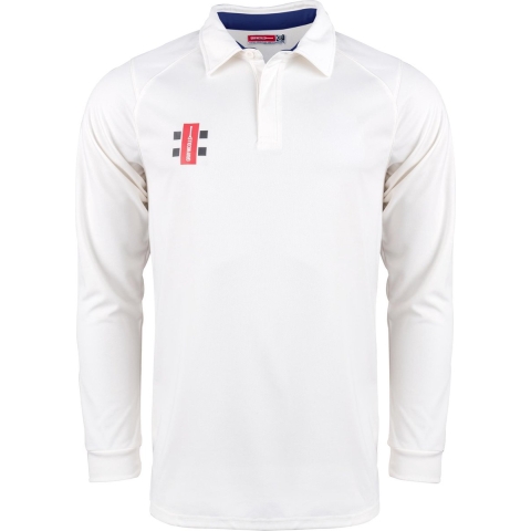 Gray-Nicolls Cricket SHIRT PRO PERF V2 L/S IV/NV L Large - Ivory / Navy