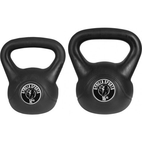 Gorilla Sports Kettlebells - Kunststof - 12 kg & 16 kg - Set van 2