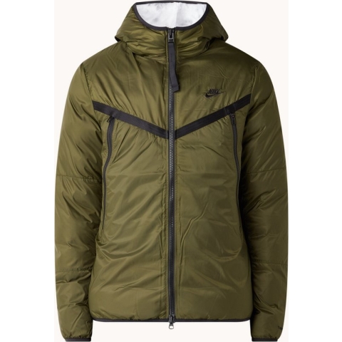 Nike Gewatteerd jack met capuchon en ritszakken - Groen - Maat XL