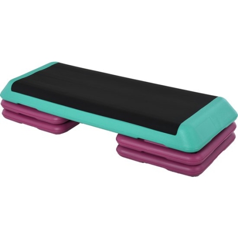 HOMCOM Stepboard aerobics fitness stepper hometrainer in hoogte verstelbaar sport zwart A90-210