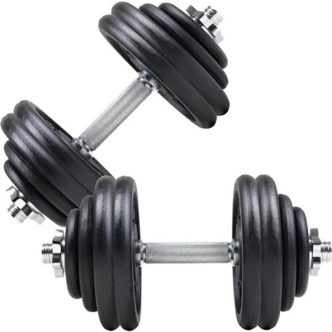 ScSPORTS® Halterset 60 kg - Dumbbells - Gietijzer - 30 mm - Halterschijven met korte halterstangen - Gewichten