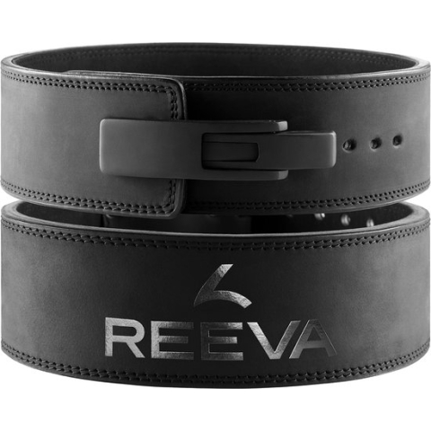 Reeva Lifting Belt - Zwart Lederen Powerlift Riem in Maat M - Lever Belt geschikt voor Crossfit, Powerlifting, Fitness en Bodybuilding - Lifting Belt voor Heren en Dames