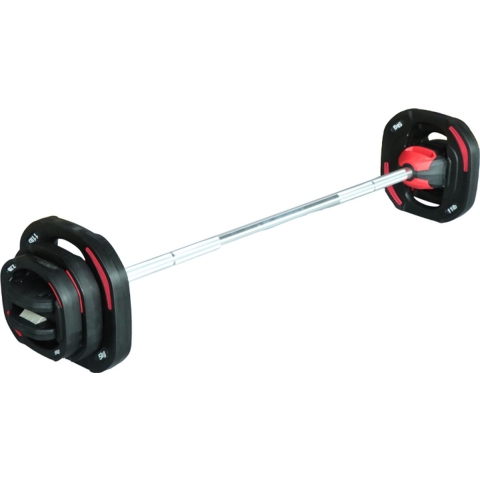 AJ-Sports Verstelbare barbell 20kg - Halterset – Dumbells Verstelbaar – Halterstang – Gewichten – Barbell – Dumbells set – Fitness gewichten set – Gebruiksvriendelijk – Multifunctioneel – Zwart/Rood 25 -delig