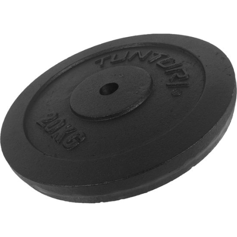 Tunturi Halterschijf - Halter gewicht - 1 x 20 kg - Ø 30 mm - Gietijzer - Incl. gratis fitness app