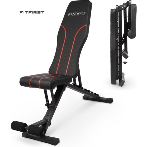 FitFirst® Fitnessbank - Halterbank - Fitness Bank - Trainingsbank - Instelbaar en inklapbaar - Max 300KG gebruikersgewicht - Licht en stevig