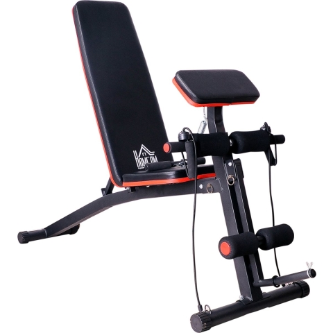 HOMCOM Multifunctionele halterbank krachtstation trainingsbank tot 120 kg zwart A91-062