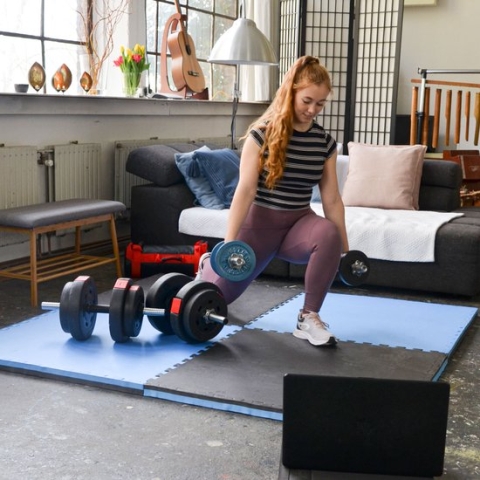 40mm dikke vloerbeschermingsmat 90x90cm trainingsmat 90x90cm, uitschuifbare fitnessmat