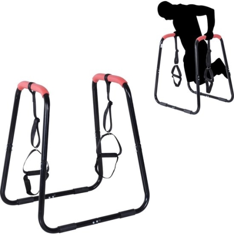 Dip Station - Training Station - Knee raise ab station - Push up grips - Zwart