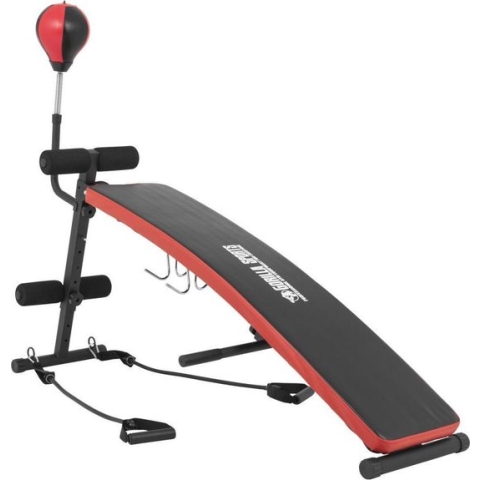 Gorilla Sports Buikspierbank - Fitnessbank - Inklapbaar - Met Boksbal & Kabels
