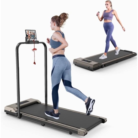 Opvouwbare loopband - 2 in 1 elektrische loopband - 1-10 Km/u regelbare snelheid - met armsteun en LED-scherm - Grijs