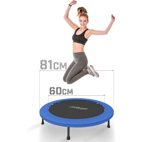 Physionics - Fitness Trampoline met Beschermrand voor Kinderen en Volwassenen - Diameter 81 cm - Voor Binnen en Buiten Gebruik - Maximaal 100 kg - Mini Tuin Trampoline