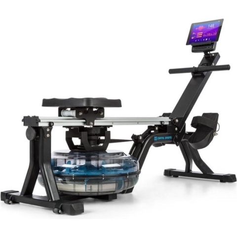 Flow M1 Waterroeiapparaat Roeitrainer - Compact - Gewrichtsbeschermend - Training - 80 Cm Glijrails - Waterweerstand: 8 Standen / Max. 13 Liter - Ruimtebesparend - Trainingscomputer Met LC Display - Tablethouder - Aluminium & Staal - Zwart