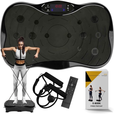Zoluko Fitness Trilplaat met Bluetooth Functie - Incl. E-book, Weerstandsbanden en Afstandsbediening - LED Display - USB Port - Antislip Rubber - 5 Trainingsprogramma's - 99 Snelheid Niveaus - Powerplate - Trilplaat Fitness - Zwart