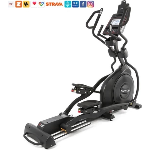 Crosstrainer Sole Fitness E35 - Professioneel Fitnessapparaat voor Thuis / Thuis sporten / Home gym / Thuis Fitness - Cardio apparatuur - Uitstekende Garantie - Ingebouwde luidsprekers, Bluetooth, Ventilator, Transportwielen, Gratis Hartslagborstband