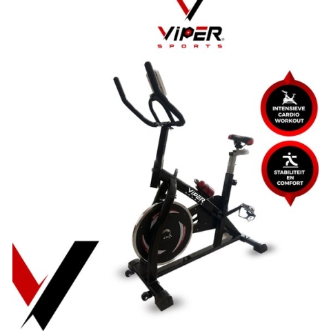 Viper Sports ZeusBike – Spinning – Indoorfiets – Met Computer – Inclusief bidon - 98 x 49 x 105 cm - Zwart/Rood
