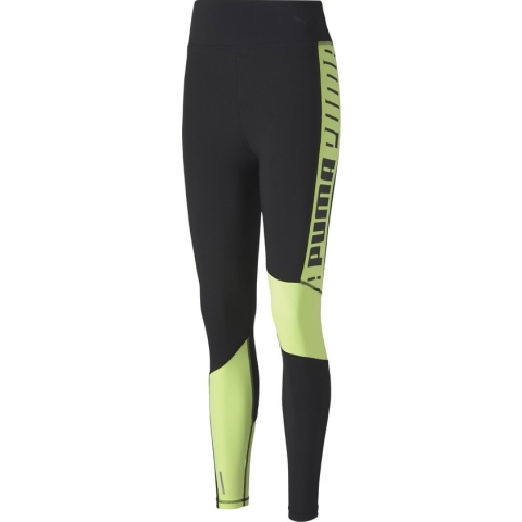 PUMA - Train Logo High Rise 7/8 Tight - Puma Black-Fizzy Yellow - Vrouwen - Maat XS