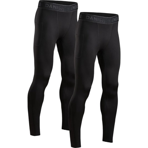 Compressiebroeken, voor Heren, Basislaag voor Trainen, set van 2 - sportlegging - kleur zwart - maat S